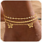 Butterfly Brass Charm 3 Layer Anklets for Women, Golden, 8-1/4 inch(210mm)
