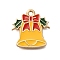 Christmas Theme Alloy Enamel Pendants, Light Gold, Christmas Bell, 18x17.5x1.5mm, Hole: 1.6mm