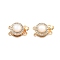 Brass Micro Pave Clear Cubic Zirconia Box Clasps, with Resin, Flat Round, 2-Strand, 4-Hole, Real 18K Gold Plated, 10x16x7mm, Hole: 1~1.2mm