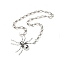Alloy Crystal Rhiniestone Big Spider Pendant Necklaces for Women Men, Antique Silver, 19.69 inch(50cm)