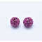 Polymer Clay Czech Rhinestone Beads, Pave Disco Ball Round Beads, for DIY Beadable Pens, Keychains and Jewelry Crafts, 502_Fuchsia, PP13(1.9~2mm), 12mm, Hole: 2mm, about 100~110pcs rhinestones/ball