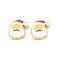 Christmas Brass Enamel Beads, Lead Free & Cadmium Free, Long-Lasting Plated, Real 18K Gold Plated, Rack Plating, Santa Claus, 14.5x16x5mm, Hole: 2mm