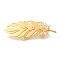 Feather 201 Stainless Steel Brooch for Women, Golden, 27x65.5mm