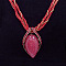 Bohemian Style Teardrop Zinc Alloy & Resin & Glass Seed Beaded Pendant Necklaces, Cerise, 17.72 inch(45cm)