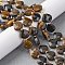 Natural Tiger Eye Beads Strands, Faceted Heart, with Seed Beads, 12x12x5mm, Hole: 1.2mm, about 12pcs/strand, 6.50''(16.5cm)