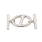 Brass Toggle Clasps, Oval, Platinum, Oval: 19.5x13.5x2.5mm, Hole: 6x7mm, Bar: 15.5x4.5x2.5mm, Hole: 1.2mm