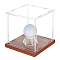 1 Set Square Acrylic Dust-Proof Display Boxes with Wooden Base, for Models, Building Blocks, Doll Display Holders, with 1Pc Polygon Acrylic Display Holder, Clear, 4x4.6x2.3cm