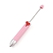 Heart Plastic Ball-Point Pen, Iron Pole Beadable Pen, for DIY Personalized Pen with Jewelry Beads, Pink, 156x14.5mm, Pin: 2mm