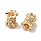 Brass Micro Pave Clear Cubic Zirconia Beads, Barrel, Wavy edge, Real 18K Gold Plated, 8x6.5mm, Hole: 1.8mm
