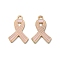 Light Gold Tone Zinc Alloy Enamel Pendants, October Breast Cancer Pink Awareness Ribbon, Pink, 22.5x14.5x1mm, Hole: 2mm