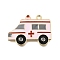 Medical Theme Alloy Enamel Pendants, Ambulance Charm, Golden, Pink, 22.5x30.5x2mm, Hole: 1.8mm
