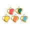 304 Stainless Steel Enamel Pendants, Golden, Heart Charm, Mixed Color, 16x14.5x4.5mm, Hole: 2.2mm