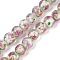 Handmade Glod Sand Lampwork Beads Strands, Round with Flower, Clear, 10mm, Hole: 1mm, about 40pcs/strand, 14.96''(38cm)