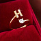 Brass Micro Pave Cubic Zirconia Cuff Rings, Letter H, 12x8mm