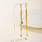 Fashionable Geometric Brass Earrings with Tassel Studs, Hollow Design for Women, 18K Gold Plated, Teardrop, 100x13mm