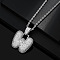 Brass Micro Pave Clear Cubic Zirconia Chunky Initial Pendant Necklaces, Platinum, Letter W, 19.69 inch(50cm)