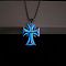 Luminous Glow in the Dark Alloy Cross Pendant Necklace, Dodger Blue, 27.56 inch(70cm)
