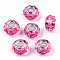 Transparent Resin European Beads, Imitation Crystal, Large Hole Beads, with Silver Tone Brass Double Cores, Faceted, Rondelle, Camellia, 14x9.5mm, Hole: 5mm
