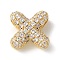 Brass Micro Pave Cubic Zirconia Beads, Letter, Rack Plating, Long-Lasting Plated, Real 18K Gold Plated, Letter X, 10x10x4.5mm, Hole: 3x2mm