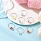 7Pcs Copper Wired Glass Finger Rings, Rondelle, Golden, Inner Diameter: 19~19.5mm