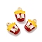 Alloy Enamel Charms, Fries with Rabbit Pattern, Golden, Gold, 12.5~13x9.5x5mm, Hole: 1.5~1.6mm
