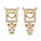 Brass Micro Pave Clear Cubic Zirconia Pendants, Long-Lasting Plated, Rectangle with Heart & Girl, Golden, 32x17x2.5mm, Hole: 1.4mm, Girl: 13x10.5x2mm