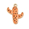 Alloy Enamel Pendants, Golden, Cactus Charm, Dark Orange, 23x18x1.5mm, Hole: 2mm