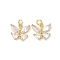 Brass with Cubic Zirconia Pendants, Butterfly, Cadmium Free & Lead Free, Long-Lasting Plated, with Jump Ring, Real 18K Gold Plated, 14x15x4mm, Hole: 3mm