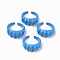 Spray Painted Alloy Cuff Rings, Open Rings, Cadmium Free & Lead Free, Royal Blue, US Size 7 1/4(17.5mm)