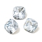 Glass Rhinestone Cabochons, Pointed Back & Back Plated, Faceted, Square, Light Sapphire, 6x6x3.5mm