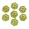 Czech Pressed Glass Beads, Flower, Green Yellow, 12.5x13.5x3.5mm, Hole: 0.9mm, about 100pcs/bag