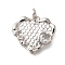 Rack Plating Brass Micro Pave Cubic Zirconia Pendants, Lead Free & Cadmium Free, Long-Lasting Plated, Heart with Word Love, Platinum, 15x16.5x3.5mm, Hole: 3.5mm