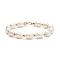 Natural Keshi Pearl Beaded Bracelet with Brass Clasp for Women, Golden, 7-5/8 inch(19.5cm)