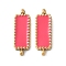 304 Stainless Steel Enamel Connector Charms, Golden, Rectangle Links, Cerise, 15x5x2mm, Hole: 1mm