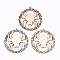 Undyed Natural Wooden Big Pendants, Laser Cut Shapes, Donut with Spider, Antique White, 63x59.5x2mm, Hole: 1.6mm