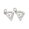 Brass Pendants, Pizza Charms, Long-Lasting Plated, Rack Plating, Lead Free & Cadmium Free, Platinum, 12.5x12.5x2mm, Jump Ring: 5x1mm, 3.3mm Inner Diameter

