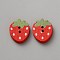 Wood Buttons, Strawberry, FireBrick, 22.5x17.5x3.5mm, Hole: 1.8mm, 50pcs/set