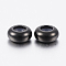 202 Stainless Steel Beads, with Plastic, Slider Beads, Rondelle, Electrophoresis Black, 6x3mm, Rubber Hole: 2mm