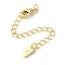 Brass Lobster Clasps & Ends with Chain, Oval with Word Lucky, Cadmium Free & Lead Free, Real 24K Gold Plated, 72mm