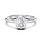 Rhodium Plated 925 Sterling Silver Micro Pave Cubic Zirconia Finger Rings for Women, Oval, Matte Platinum Color, 2mm, Inner Diameter: 17.2mm