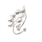 Non-Tarnish 304 Stainless Steel Open Cuff Ring, Leaf, Stainless Steel Color, Inner Diameter: 18mm