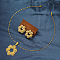 Alloy Pendant Necklace & Stud Earring Sets for Women, Golden, Flower, 405mm & 35x22mm