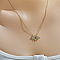 Minimalist Brass Micro Pave Clear & Blue Cubic Zirconia Star Eye Pendant Necklaces, Ideal Gift for Women, Golden, 15.75 inch(40cm)