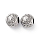 304 Stainless Steel Rhinestone European Beads, Round Large Hole Beads, Real 18K Gold Plated, Round with Letter, Letter A, 11x10mm, Hole: 4mm