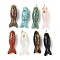 Natural & Synthetic Mixed Gemstone Carved Pendants, Fish Charms with Brass Micro Pave Cubic Zirconia Findings, Golden, 45.5x12.5x12mm, Hole: 1.6mm
