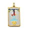 Tarot 304 Stainless Steel Enamel Pendants, Real 18K Gold Plated, Ion Plating(IP), Human, 37.5x22x2mm, Hole: 6x3.5mm