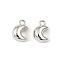 Brass Charms, Cadmium Free & Nickel Free & Lead Free, Moon, Platinum, 9x6x4.5mm, Hole: 1.2mm