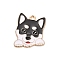 Animal Puppy Alloy Enamel Pendants, Golden, Siberian Husky Charm, Black, 22.5x19x1mm, Hole: 1.6mm