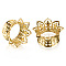 Hollow Out Flower Brass Alloy Ear Tunnels, Golden, 12mm