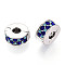 Alloy Rhinestone European Beads, Large Hole Beads, Flat Round, Platinum, 10~11.5x5.5mm, Hole: 3.5~4mm
